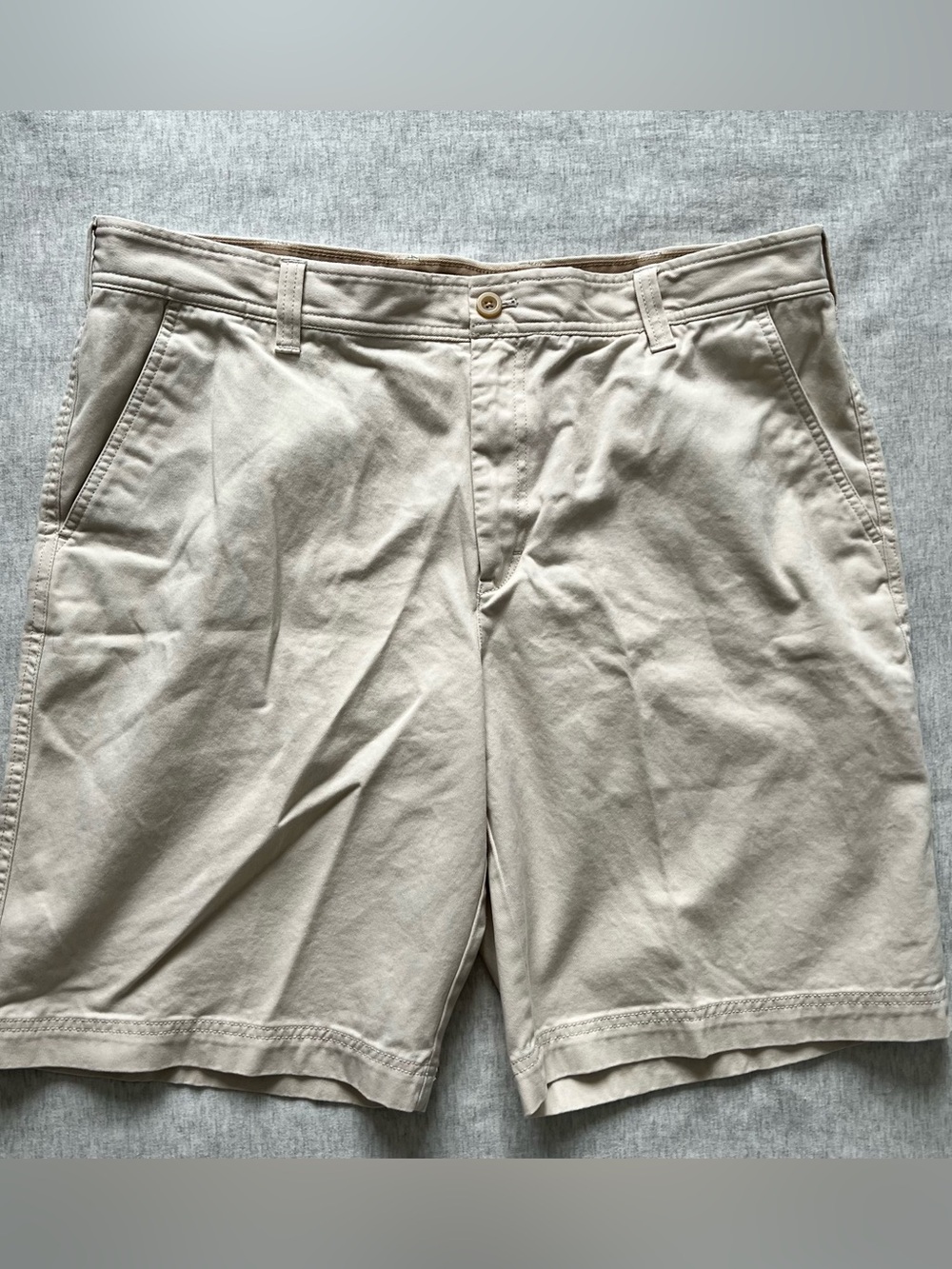 Izod Men's Flat Front Chino Shorts in Light Beige